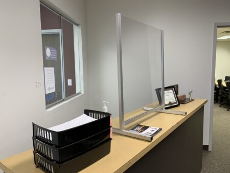 SNEEZE-BLOCK Counter top Sneeze/Cough Guard Shield w/ 4" pass-thru