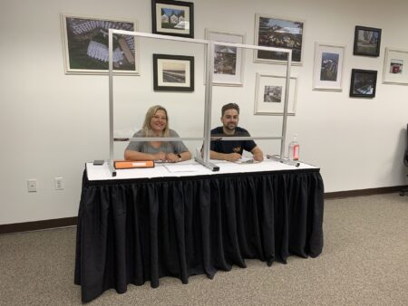 Portable Free Standing SNEEZE-BLOCK Sneeze/Cough Guard Shield w/ 8" pass-thru